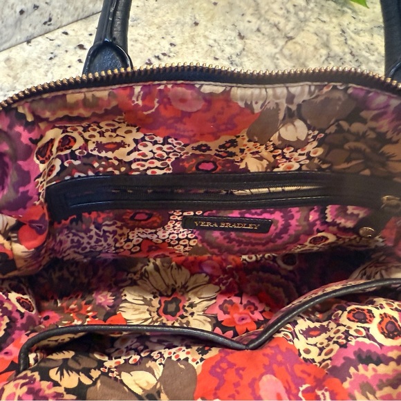 Vera Bradley Black Leather Satchel - Picture 4 of 6